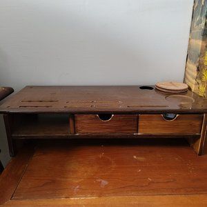 Wood Monitor Stand Ergonomic Computer Riser with Storage Organizer Drawers